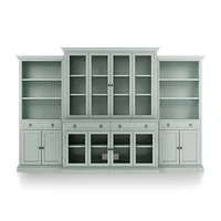 Cameo Blue Grey 4-Piece Glass Door Wall Unit with Storage Bookcase