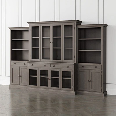 Cameo Grigio 4-Piece Glass Door Wall Unit with Storage Bookcase