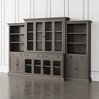 Cameo Grigio 4-Piece Glass Door Wall Unit with Storage Bookcase