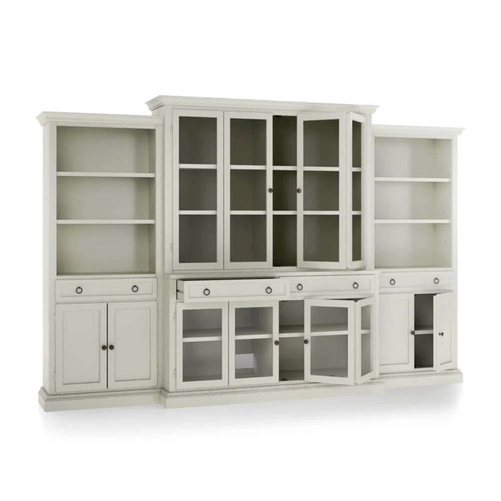 Cameo Vamelie 4-Piece Glass Door Wall Unit with Storage Bookcase