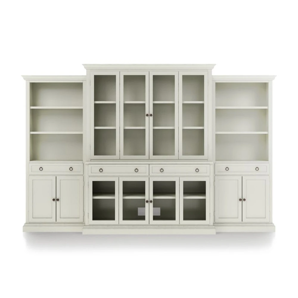 Cameo Vamelie 4-Piece Glass Door Wall Unit with Storage Bookcase