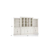 Cameo Dama 4-Piece Glass and Wood Door Wall Unit with Storage Bookcase