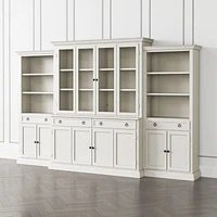 Cameo Dama 4-Piece Glass and Wood Door Wall Unit with Storage Bookcase