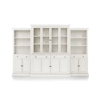 Cameo Dama 4-Piece Glass and Wood Door Wall Unit with Storage Bookcase