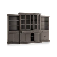 Cameo Grigio 4-Piece Glass and Wood Door Wall Unit with Storage Bookcase
