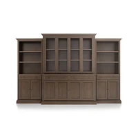 Cameo Pinot Lancaster 4-Piece Glass and Wood Door Wall Unit with Storage Bookcase