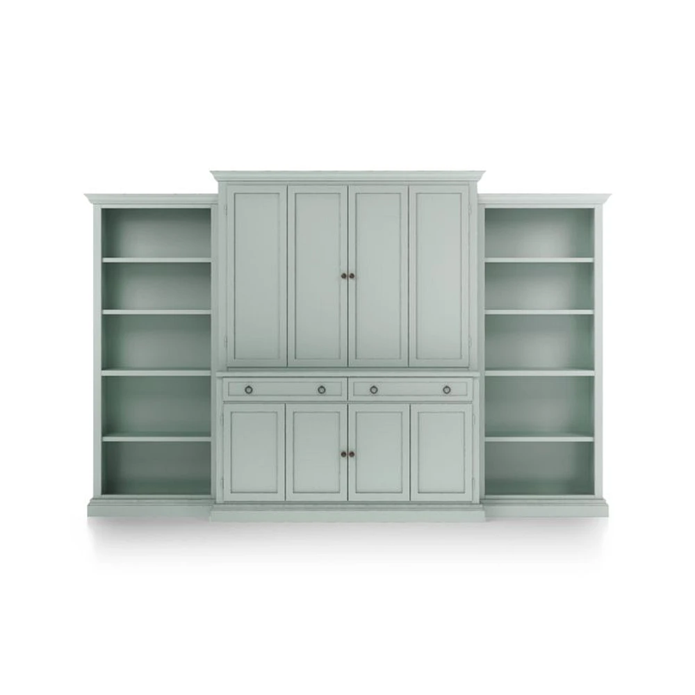 Cameo Blue Grey -Piece Entertainment Center with Open Bookcases
