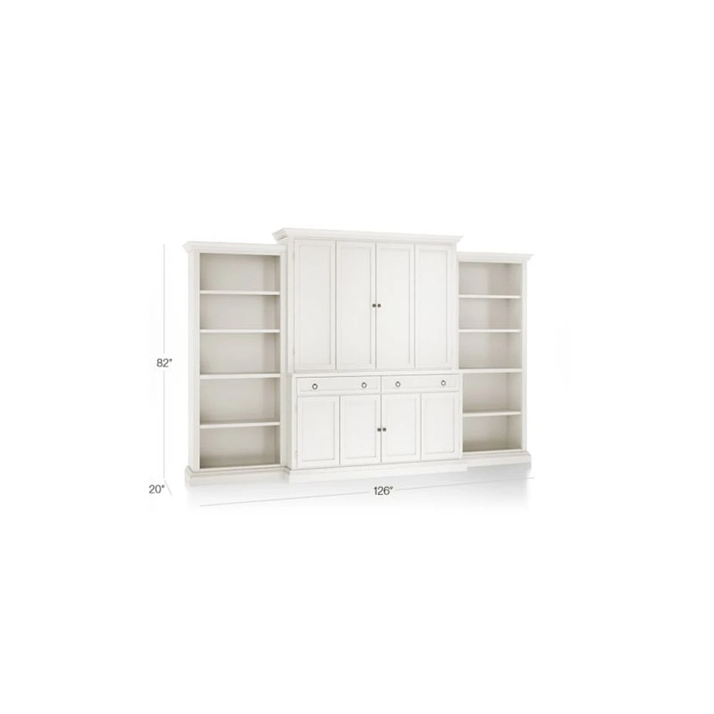 Cameo Dama 4-Piece Entertainment Center with Open Bookcases