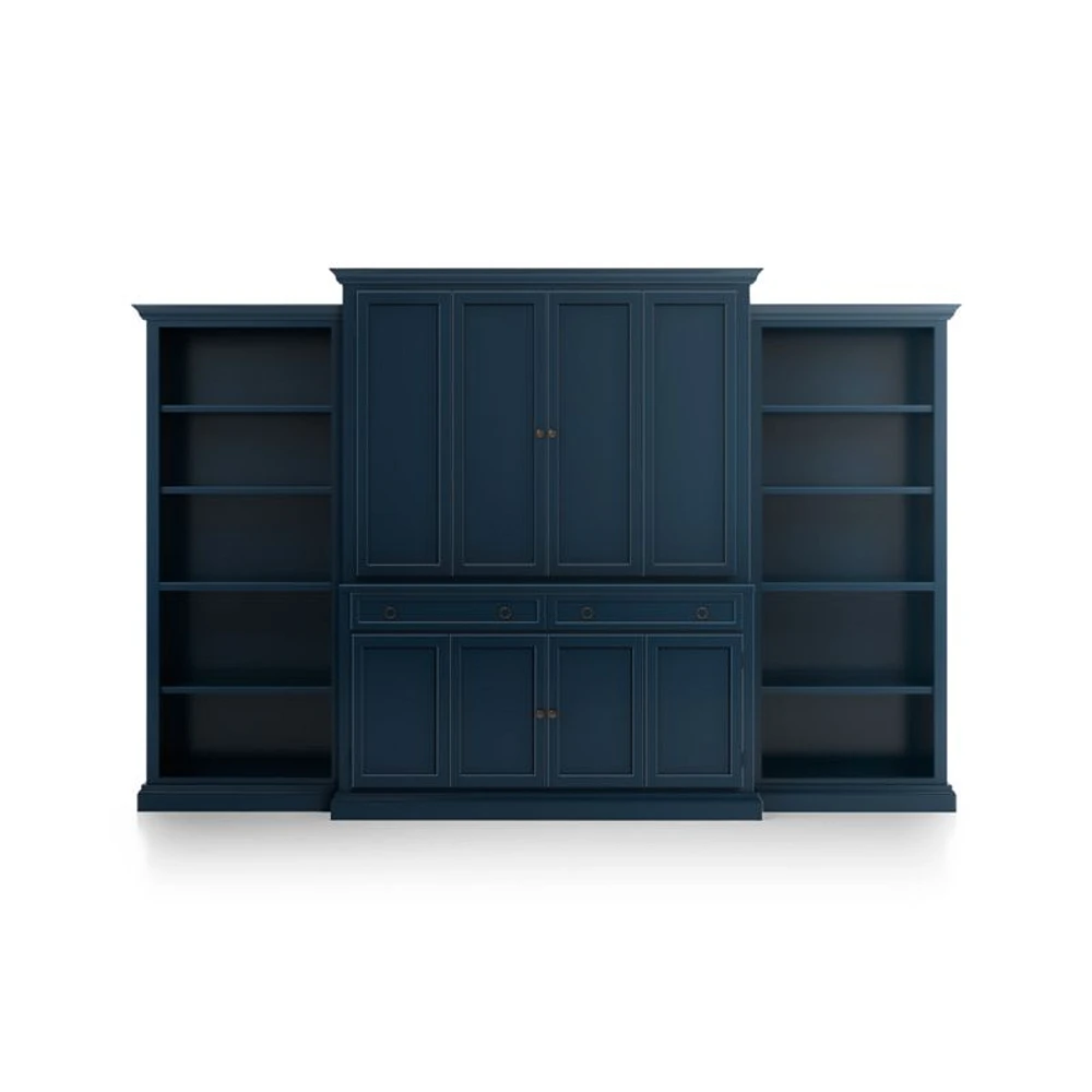 Cameo Indigo -Piece Entertainment Center with Open Bookcases