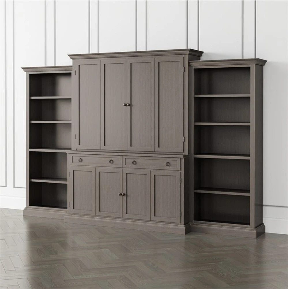 Cameo Grigio -Piece Entertainment Center with Open Bookcases