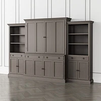 Cameo Grigio 4-Piece Entertainment Center with Storage Bookcase