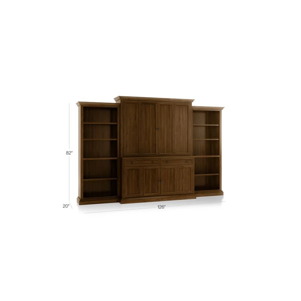 Cameo Nero Noce -Piece Entertainment Center with Open Bookcases