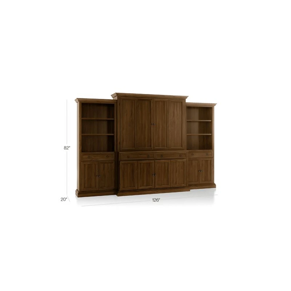 Cameo Nero Noce 4-Piece Entertainment Center with Storage Bookcase