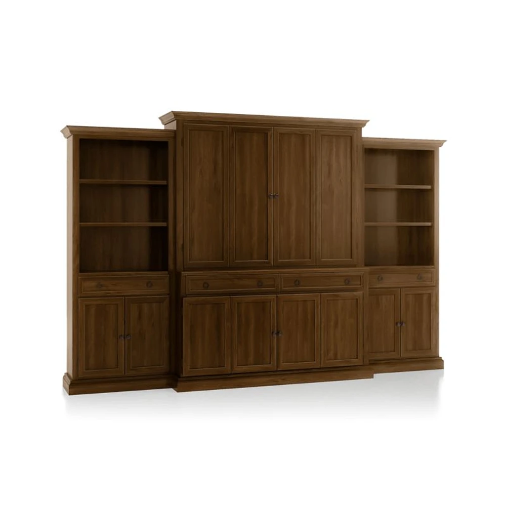 Cameo Nero Noce 4-Piece Entertainment Center with Storage Bookcase