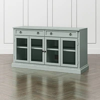 Cameo 62" Blue Grey Modular Storage Media Console with Glass Doors