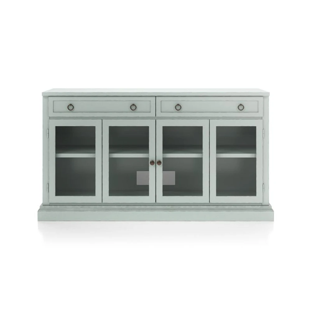 Cameo 62" Blue Grey Modular Storage Media Console with Glass Doors