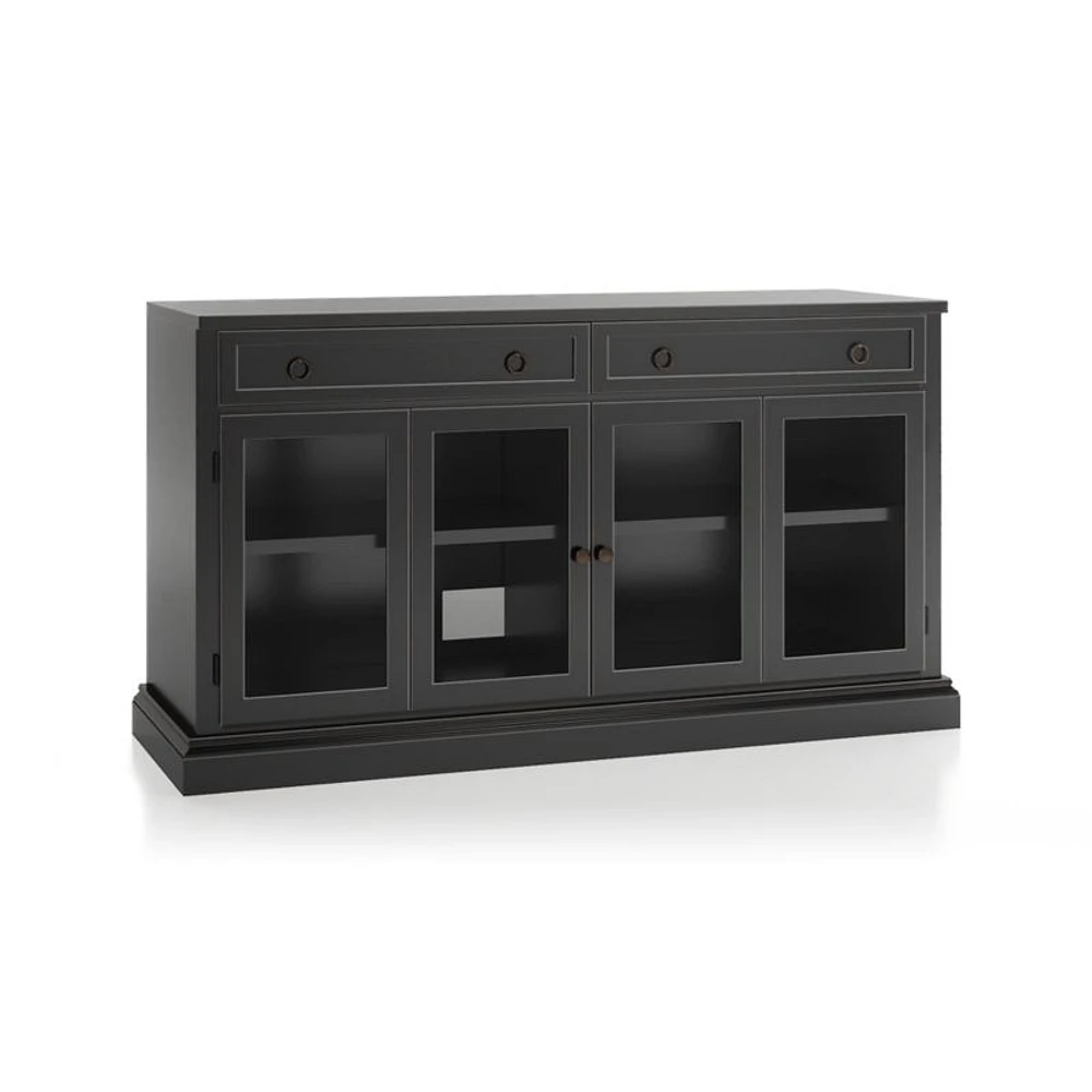 Cameo 64" Bruno Black Modular Storage Media Console with Glass Doors