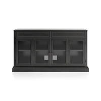 Cameo 64" Bruno Black Modular Storage Media Console with Glass Doors