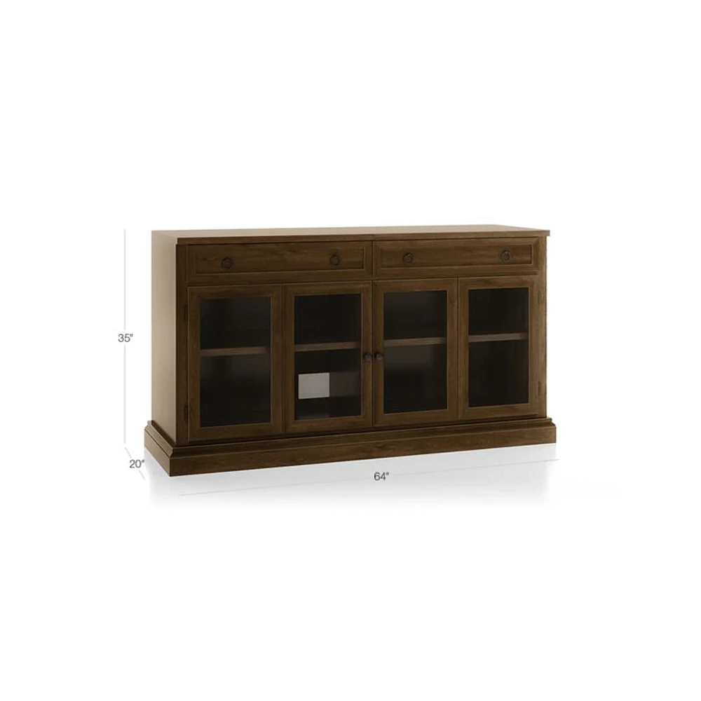 Cameo 64" Nero Noce Modular Storage Media Console with Glass Doors