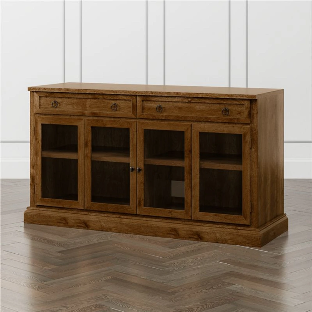 Cameo 64" Nero Noce Modular Storage Media Console with Glass Doors