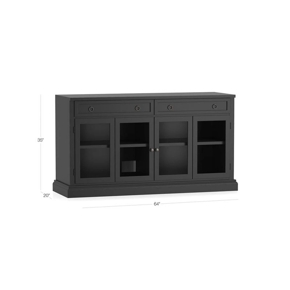 Cameo 64" Bruno Black Modular Storage Media Console with Glass Doors