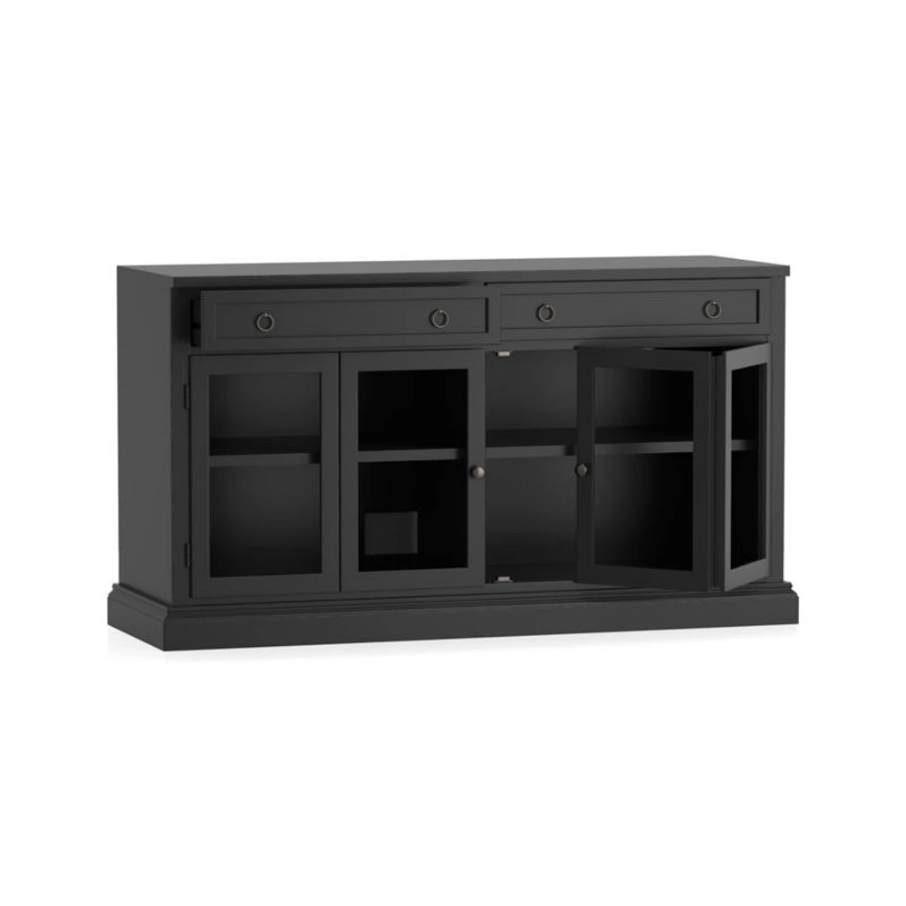 Cameo 64" Bruno Black Modular Storage Media Console with Glass Doors