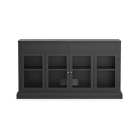 Cameo 64" Bruno Black Modular Storage Media Console with Glass Doors