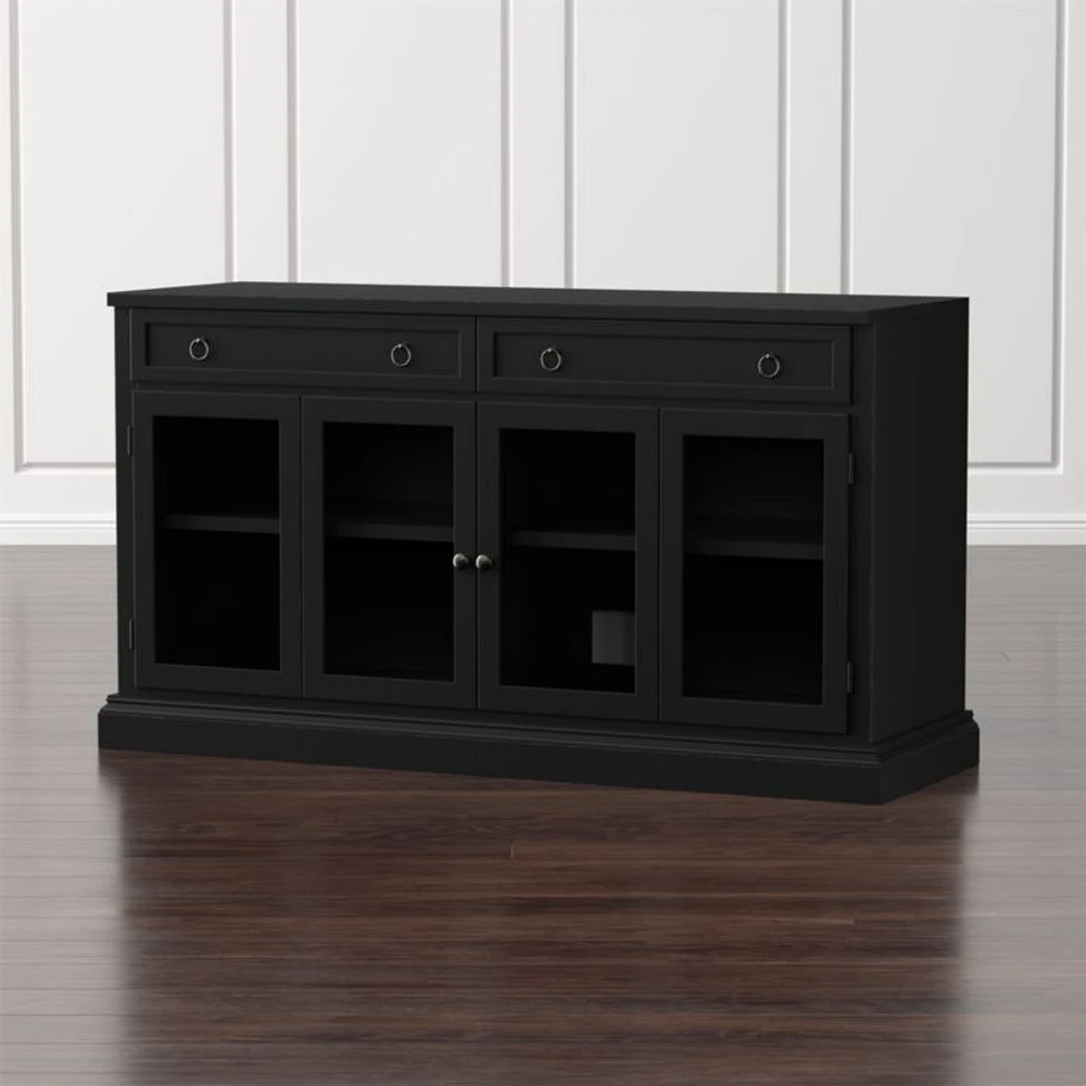 Cameo 64" Bruno Black Modular Storage Media Console with Glass Doors