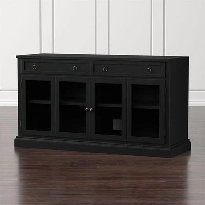 Cameo 64" Bruno Black Modular Storage Media Console with Glass Doors