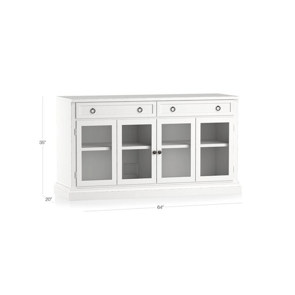 Cameo 64" White Modular Storage Media Console with Glass Doors