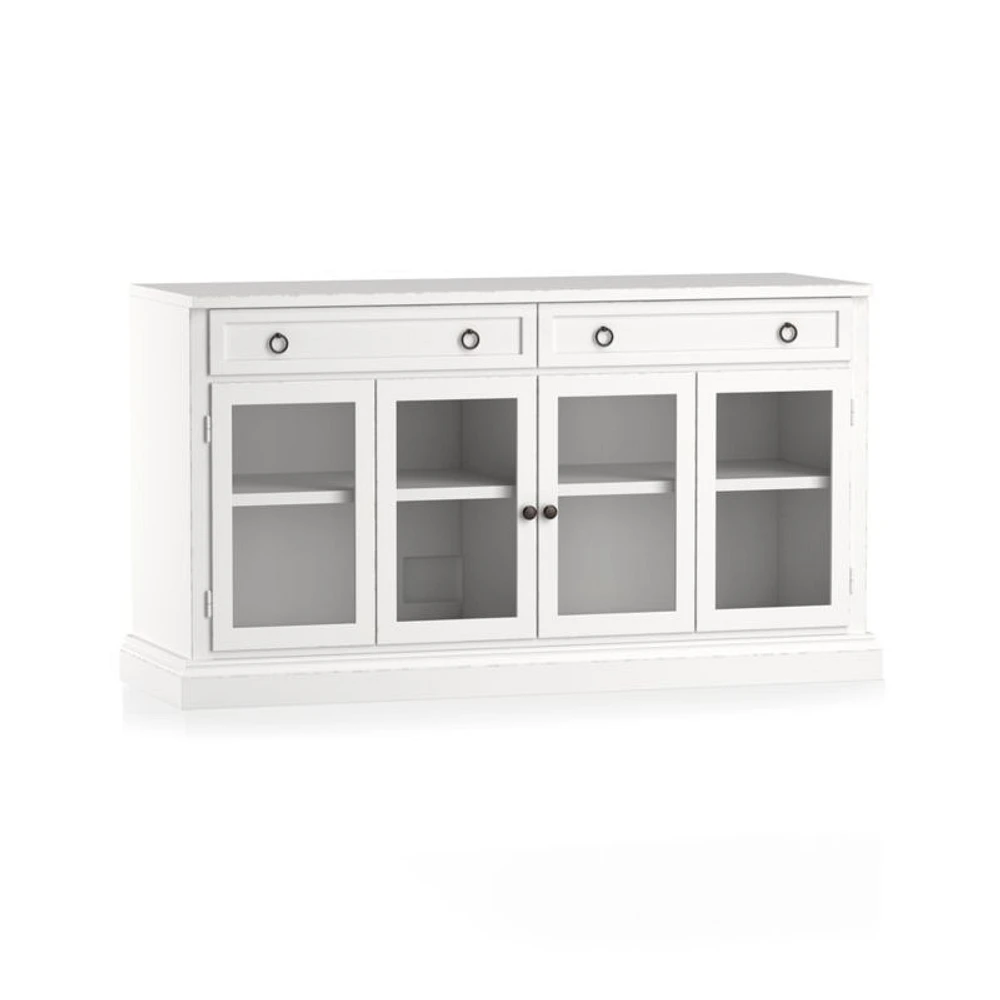 Cameo 64" White Modular Storage Media Console with Glass Doors