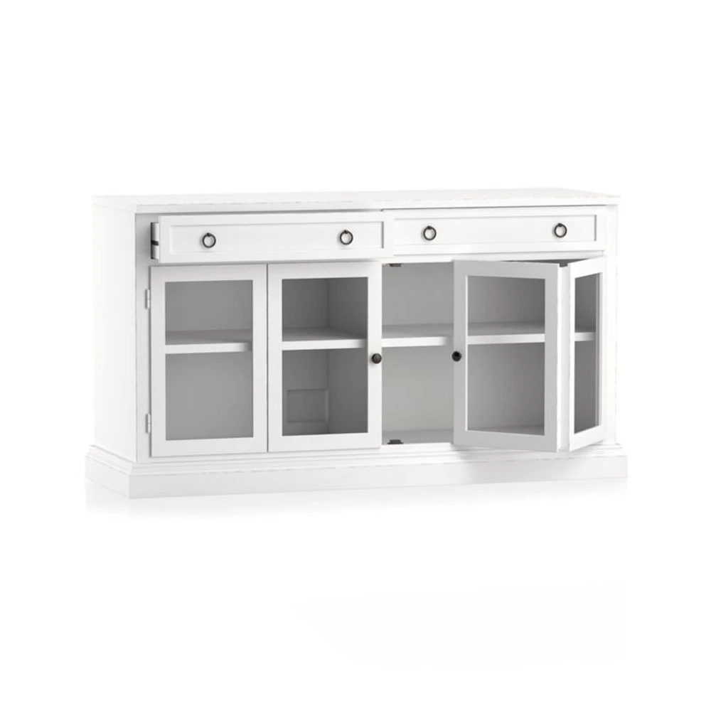 Cameo 64" White Modular Storage Media Console with Glass Doors