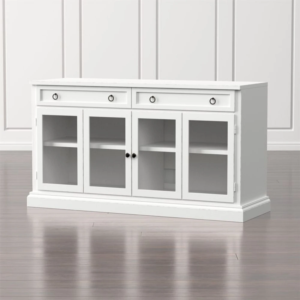 Cameo 64" White Modular Storage Media Console with Glass Doors