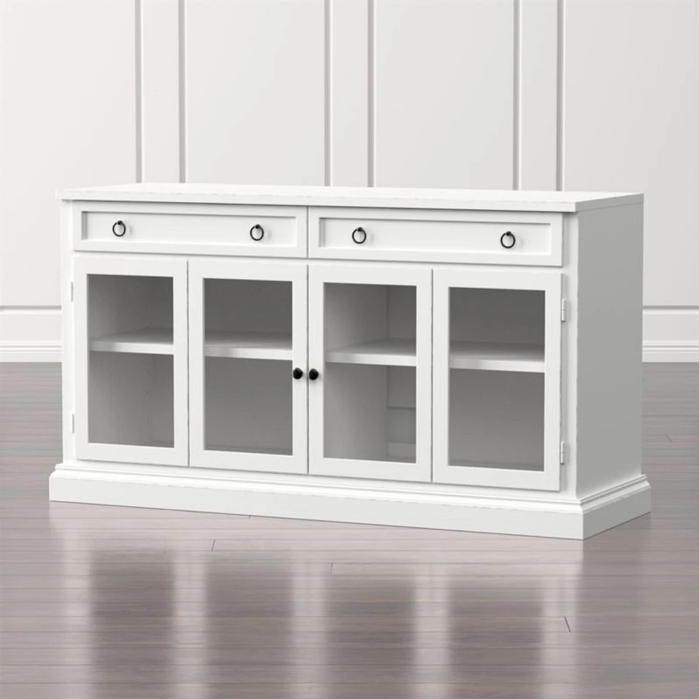 Cameo 64" White Modular Storage Media Console with Glass Doors