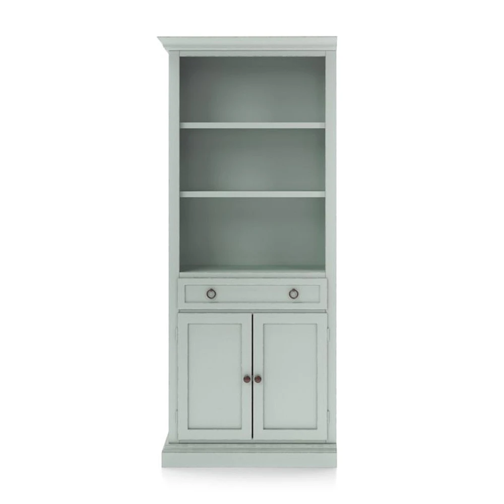 Cameo Blue Grey Storage Bookcase with Left Crown