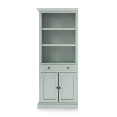 Cameo Blue Grey Storage Bookcase with Left Crown