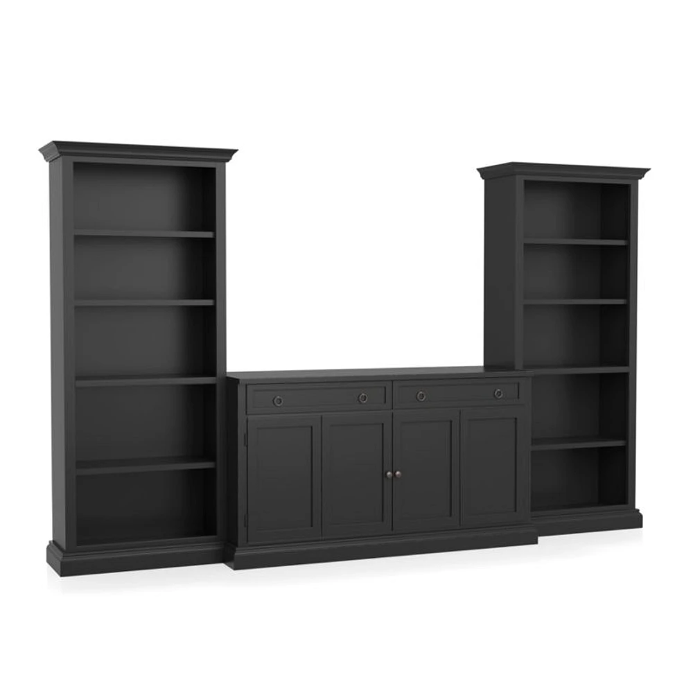 Cameo 3-Piece Modular Bruno Black Storage Media Entertainment Center