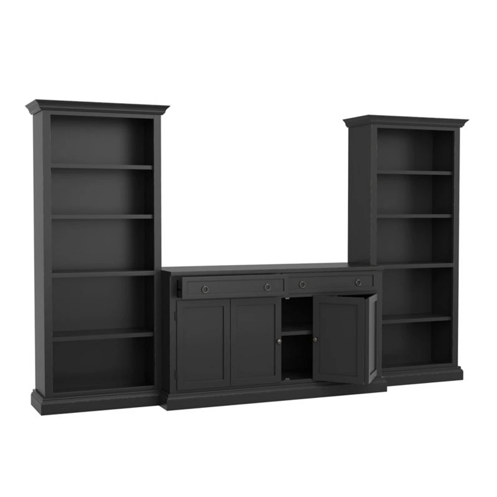 Cameo 3-Piece Modular Bruno Black Storage Media Entertainment Center