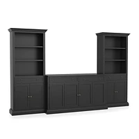 Cameo 3-Piece Modular Bruno Black Media Entertainment Center with Storage Bookcases