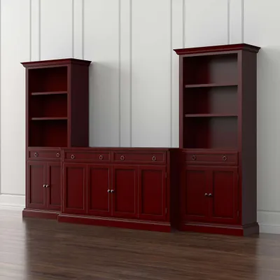 Cameo 3-Piece Modular Red Media Entertainment Center with Storage Bookcases