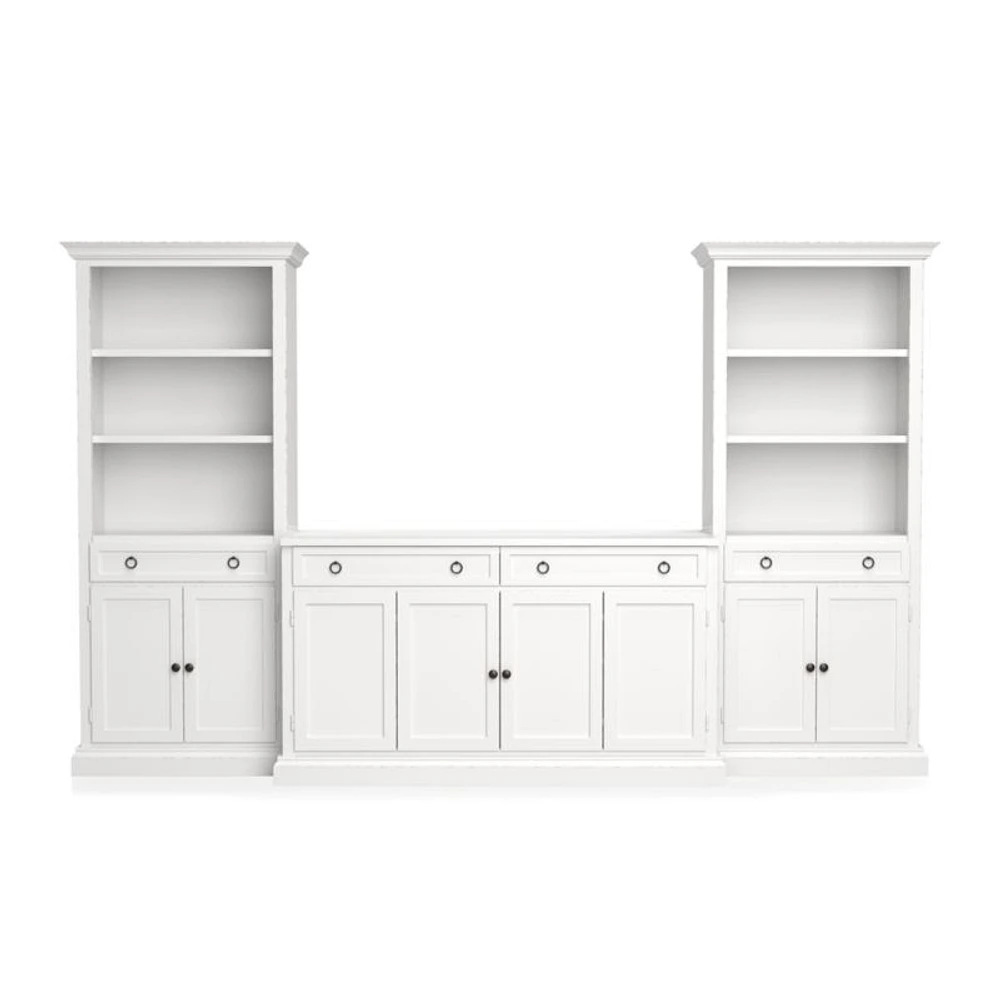 Cameo 3-Piece Modular White Media Entertainment Center with Storage Bookcases