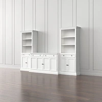 Cameo 3-Piece Modular White Media Entertainment Center with Storage Bookcases