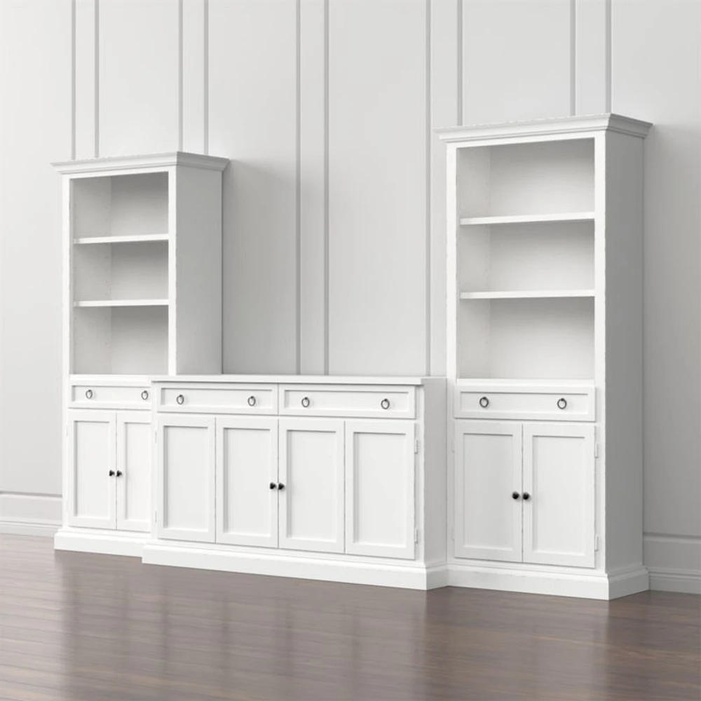 Cameo 3-Piece Modular White Media Entertainment Center with Storage Bookcases