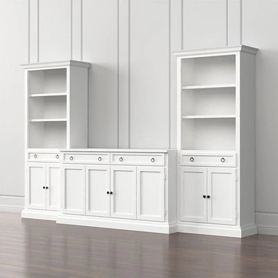 Cameo 3-Piece Modular White Media Entertainment Center with Storage Bookcases