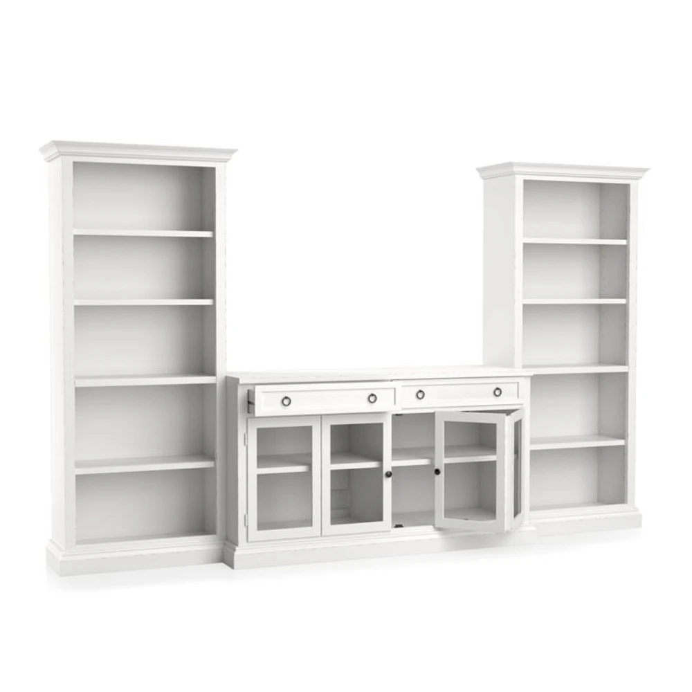Cameo 3-Piece Modular White Glass Door Storage Media Entertainment Center