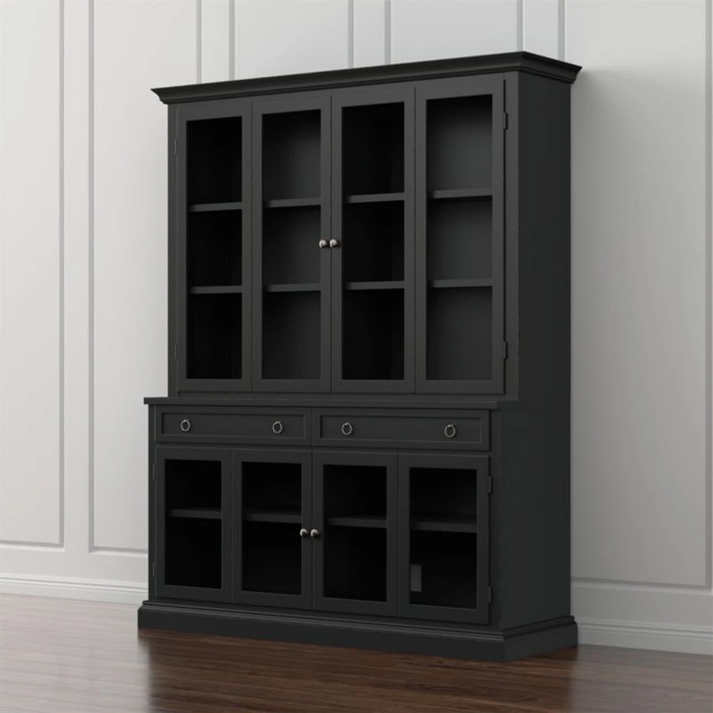 Cameo -Piece Modular Bruno Black Glass Door Wall Unit