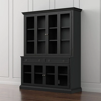 Cameo -Piece Modular Bruno Black Glass Door Wall Unit