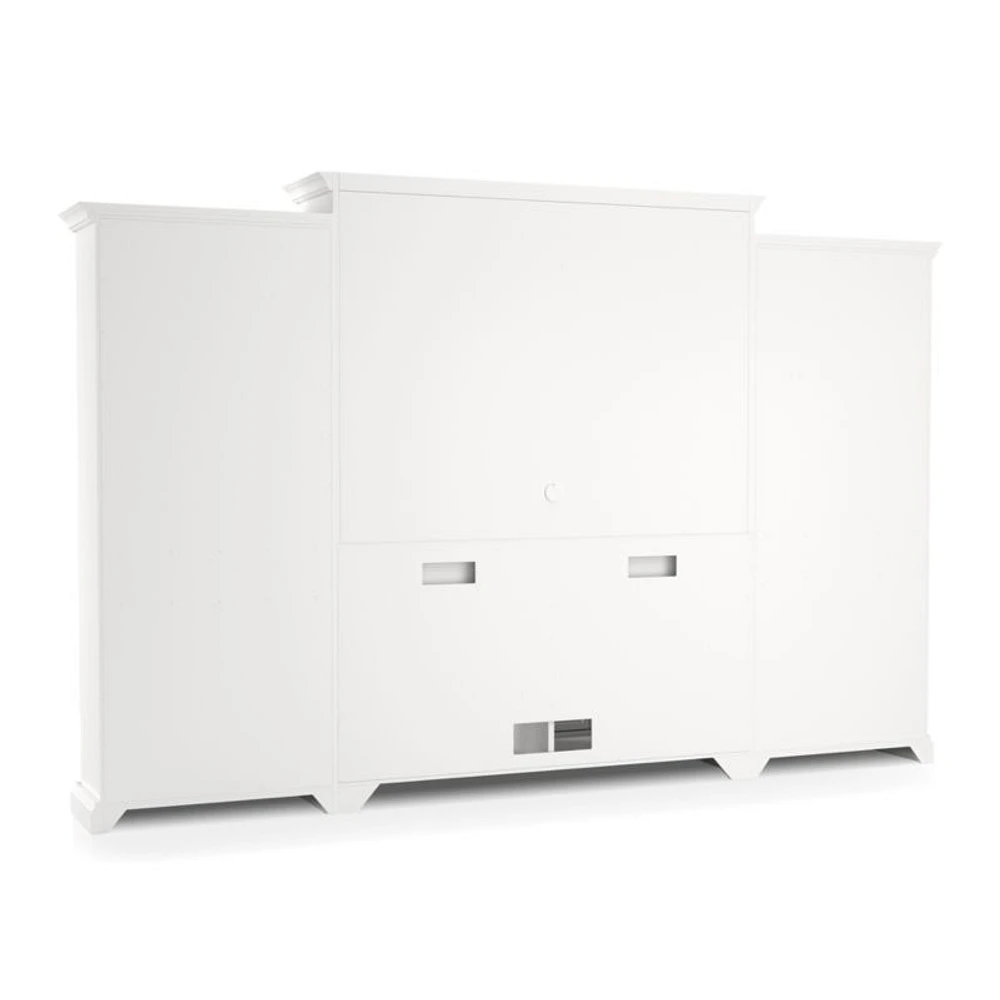 Cameo 4-Piece Modular White Glass Door Wall Unit with Open Bookcases
