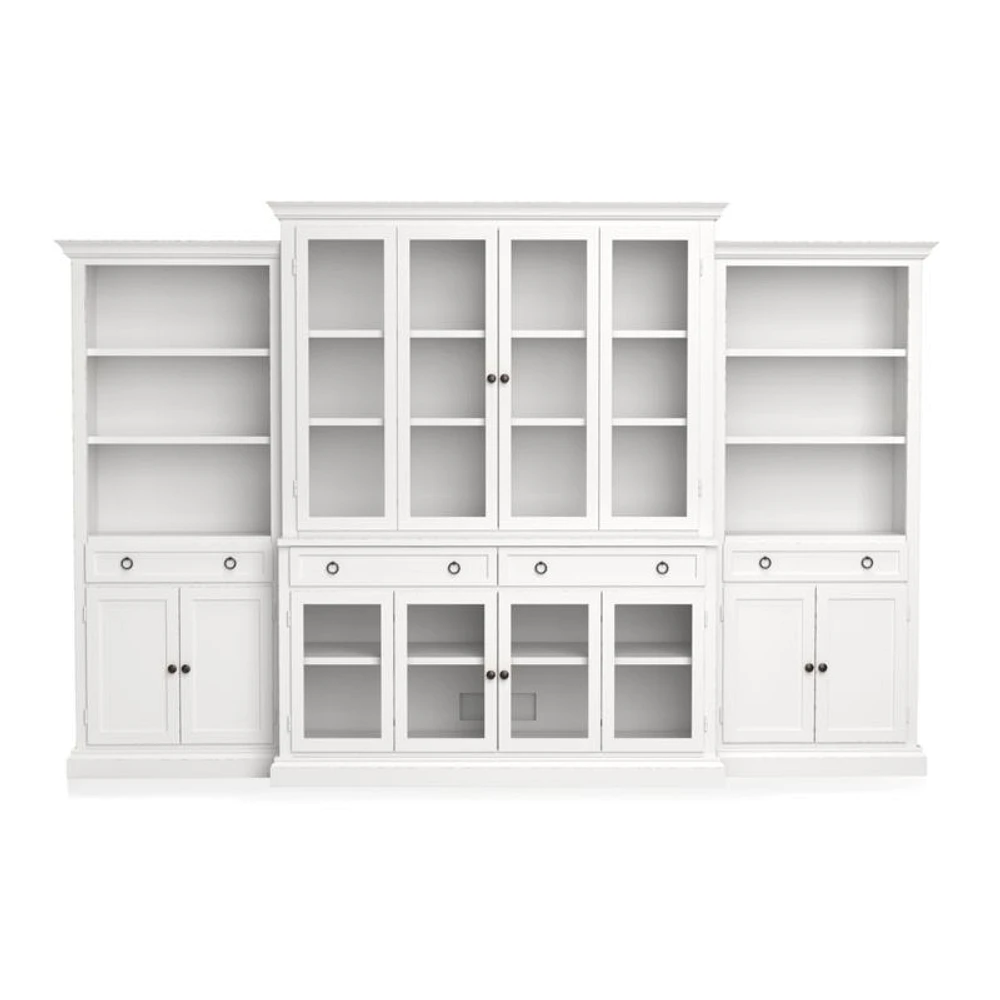 Cameo 4-Piece Modular White Glass Door Wall Unit