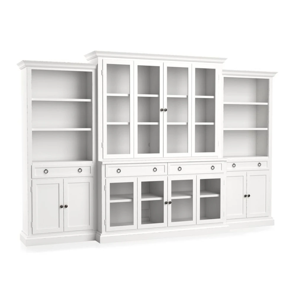 Cameo 4-Piece Modular White Glass Door Wall Unit